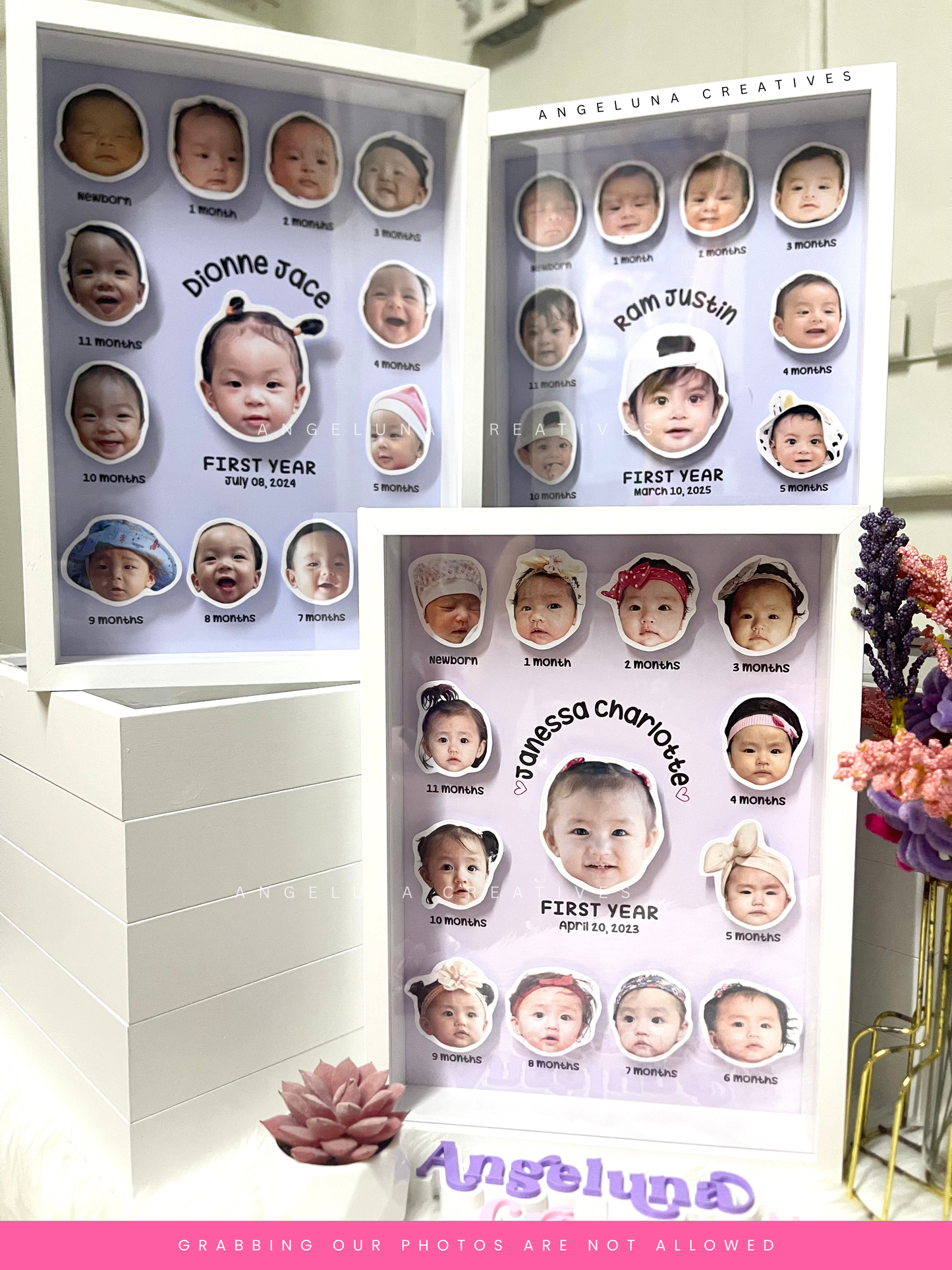 3pcs. 3D Monthly Milestone with Frame (Batch 62 - Shipout March 30)