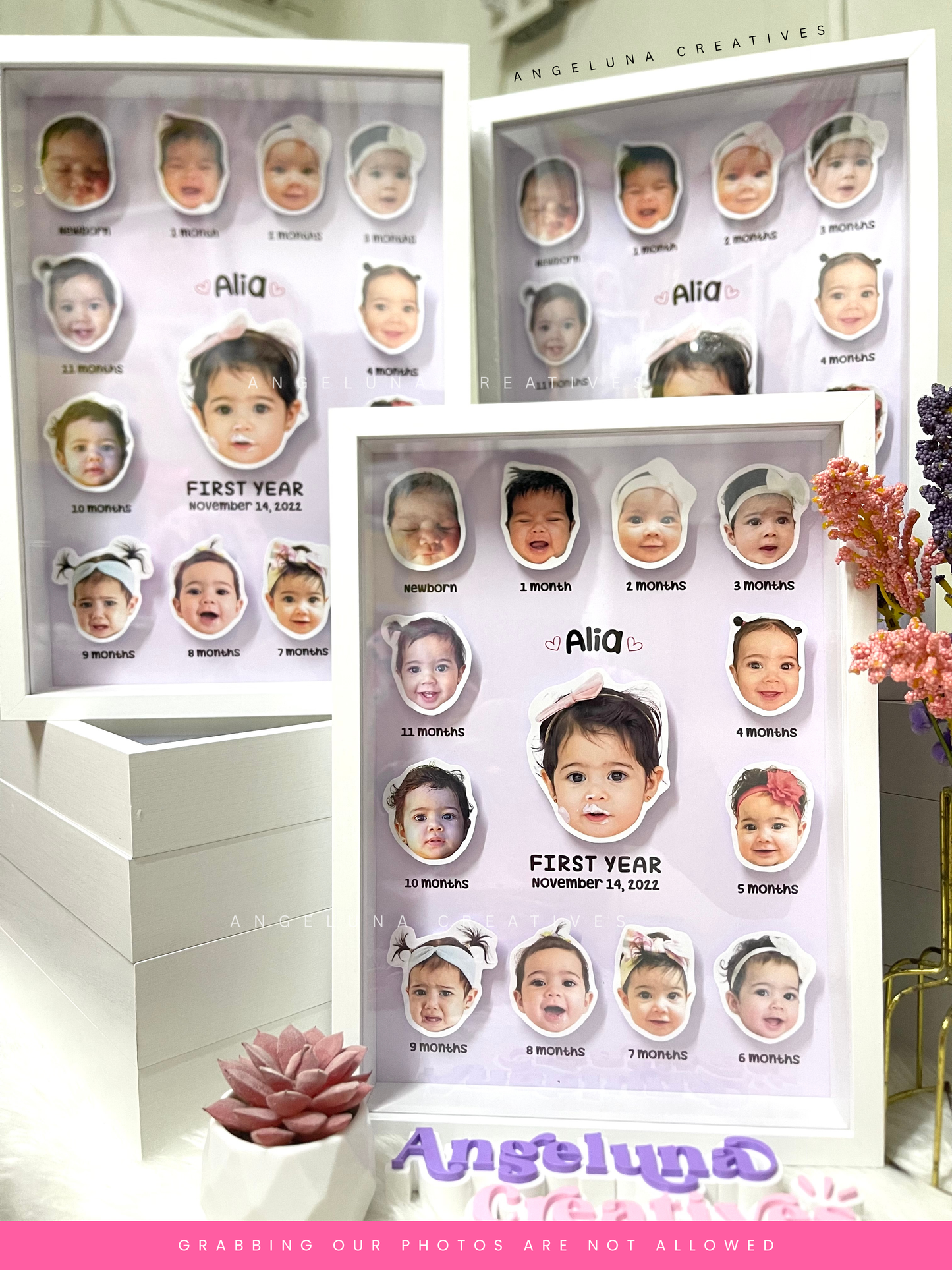 3pcs. 3D Monthly Milestone with Frame (Batch 62 - Shipout March 30)