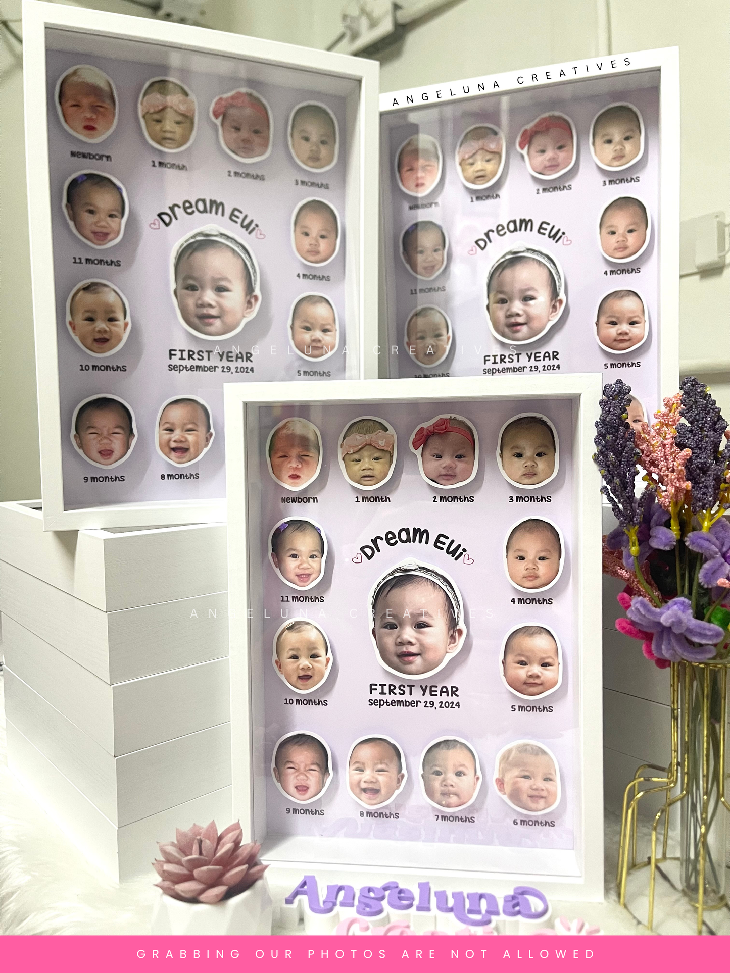 3pcs. 3D Monthly Milestone with Frame (Batch 62 - Shipout March 30)