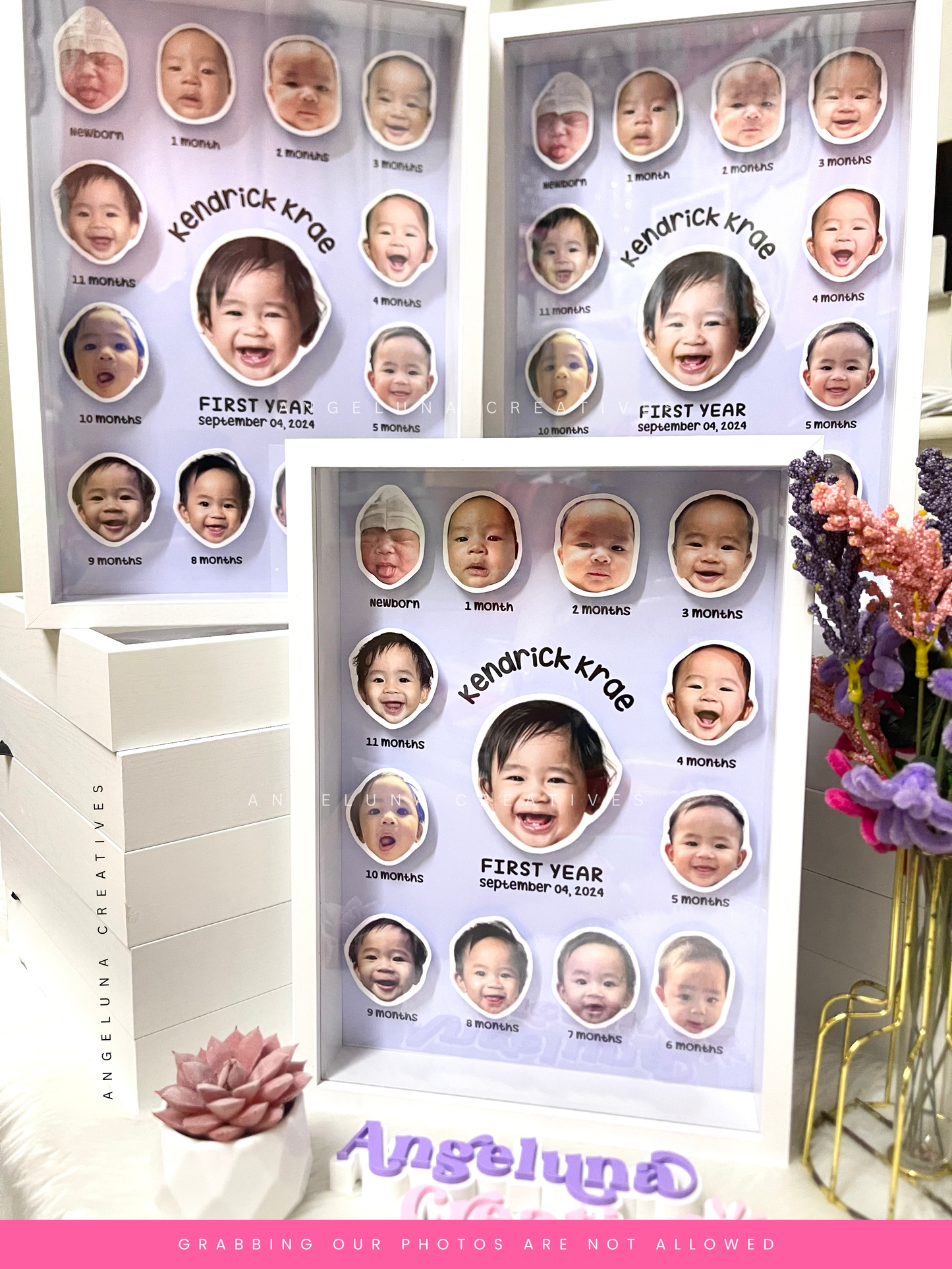 3pcs. 3D Monthly Milestone with Frame (Batch 62 - Shipout March 30)